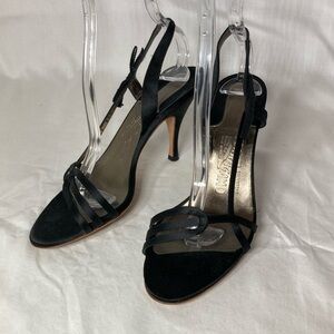 Salvatore Ferragamo Black Satin Pumps, Size 7.5